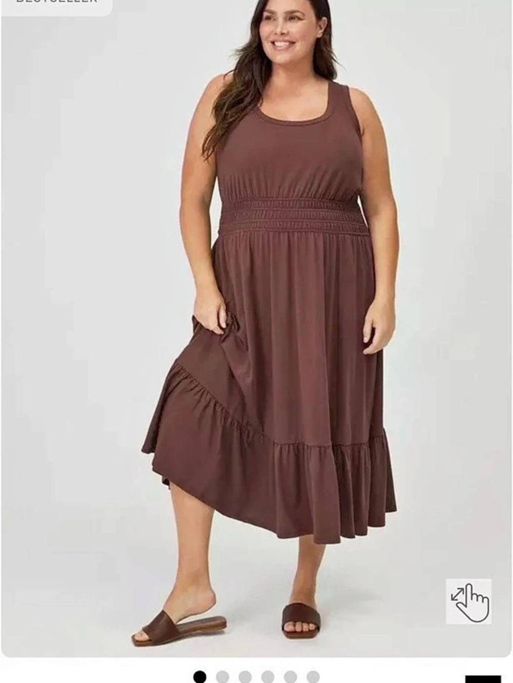 Torrid Shirred Waist Midi Dress Brown NWOT
